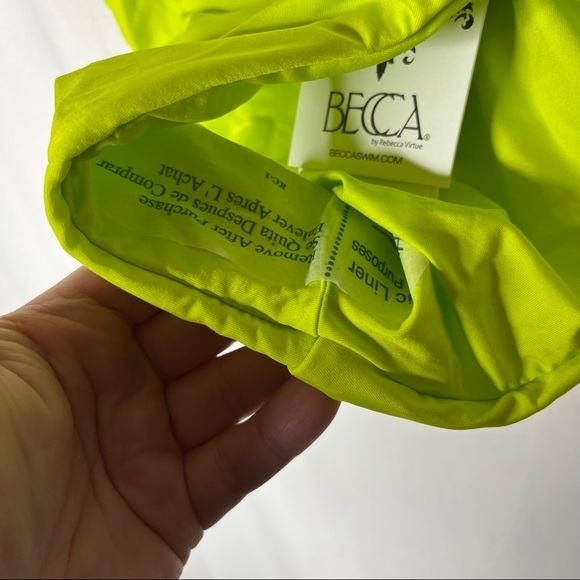 NWT Becca neon green high French cut bikini swim bottoms Large free shipping - Picture 7 of 8